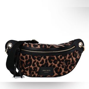 JIMMY CHOO Nylon Leopard Candice Belt Bag